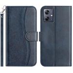 For Motorola Moto G54 Dual-Folded S-shape Leather Phone Case(Navy Blue)