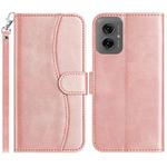 For Motorola Moto G55 Dual-Folded S-shape Leather Phone Case(Rose Gold)