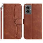 For Motorola Moto G55 Dual-Folded S-shape Leather Phone Case(Coffee)