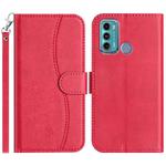 For Motorola Moto G60 Dual-Folded S-shape Leather Phone Case(Rose Red)