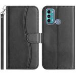 For Motorola Moto G60 Dual-Folded S-shape Leather Phone Case(Black)