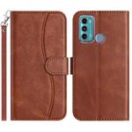 For Motorola Moto G60 Dual-Folded S-shape Leather Phone Case(Coffee)
