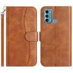 For Motorola Moto G60 Dual-Folded S-shape Leather Phone Case(Brown)