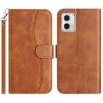 For Motorola Moto G73 Dual-Folded S-shape Leather Phone Case(Brown)
