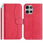 For Motorola Moto G75 5G Dual-Folded S-shape Leather Phone Case(Rose Red)