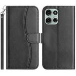 For Motorola Moto G75 5G Dual-Folded S-shape Leather Phone Case(Black)