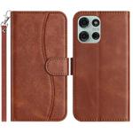 For Motorola Moto G75 5G Dual-Folded S-shape Leather Phone Case(Coffee)