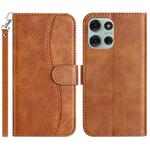 For Motorola Moto G75 5G Dual-Folded S-shape Leather Phone Case(Brown)