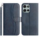 For Motorola Moto G75 5G Dual-Folded S-shape Leather Phone Case(Navy Blue)