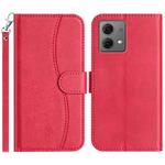 For Motorola Moto G84 5G Dual-Folded S-shape Leather Phone Case(Rose Red)