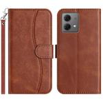 For Motorola Moto G84 5G Dual-Folded S-shape Leather Phone Case(Coffee)
