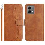 For Motorola Moto G84 5G Dual-Folded S-shape Leather Phone Case(Brown)