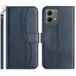 For Motorola Moto G84 5G Dual-Folded S-shape Leather Phone Case(Navy Blue)
