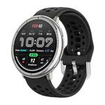 For Amazfit Active 2 Silver Buckle Silicone Sport Watch Band(Black)