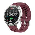 For Amazfit Active 2 Silver Buckle Silicone Sport Watch Band(Wine Red)