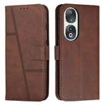 For Honor 90 Stitching Calf Texture Buckle Leather Phone Case(Brown)