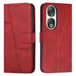 For Honor 90 Stitching Calf Texture Buckle Leather Phone Case(Red)