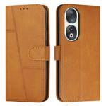 For Honor 90 Stitching Calf Texture Buckle Leather Phone Case(Yellow)
