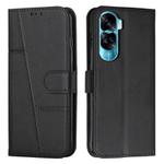 For Honor 90 Lite / X50i 5G Stitching Calf Texture Buckle Leather Phone Case(Black)