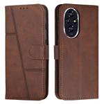 For Honor 200 Pro Stitching Calf Texture Buckle Leather Phone Case(Brown)