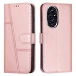 For Honor 200 Pro Stitching Calf Texture Buckle Leather Phone Case(Rose Gold)