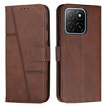 For Honor X5b / X5b Plus 4G Stitching Calf Texture Buckle Leather Phone Case(Brown)