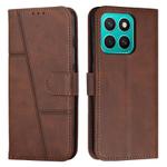 For Honor X8c 4G Stitching Calf Texture Buckle Leather Phone Case(Brown)