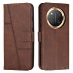 For Honor X9c 5G Stitching Calf Texture Buckle Leather Phone Case(Brown)