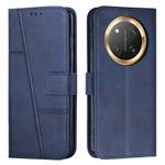 For Honor X9c 5G Stitching Calf Texture Buckle Leather Phone Case(Blue)