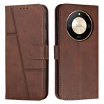 For Honor X50 / X9b / X50 GT Stitching Calf Texture Buckle Leather Phone Case(Brown)