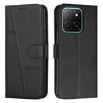 For Honor X6c 4G Stitching Calf Texture Buckle Leather Phone Case(Black)