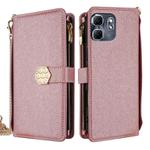 For Infinix Hot 50i 4G Crossbody Handle Cross Texture Leather Phone Case(Rose Gold)