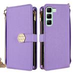 For Infinix Hot 50 4G Crossbody Handle Cross Texture Leather Phone Case(Purple)
