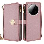 For Infinix Zero 40 4G Crossbody Handle Cross Texture Leather Phone Case(Rose Gold)