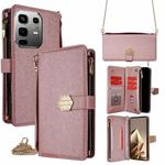 For Infinix Note 50 4G Crossbody Handle Cross Texture Leather Phone Case(Rose Gold)