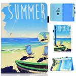 For Samsung Galaxy Tab S8 / Galaxy Tab S7 T870 Colored Drawing Horizontal Flip Leather Case with Holder & Card Slots & Pen Slot & Sleep / Wake-up Function(Beach)