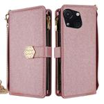 For itel A50C 4G Crossbody Handle Cross Texture Leather Phone Case(Rose Gold)