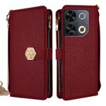 For itel P65 Crossbody Handle Cross Texture Leather Phone Case(Red)
