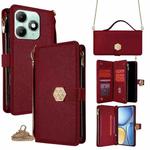 For itel A90 4G Crossbody Handle Cross Texture Leather Phone Case(Red)