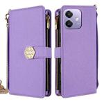 For OPPO A3x 5G India Crossbody Handle Cross Texture Leather Phone Case(Purple)