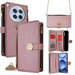 For OPPO Find X8s 5G Crossbody Handle Cross Texture Leather Phone Case(Rose Gold)