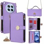 For OPPO Find X8s 5G Crossbody Handle Cross Texture Leather Phone Case(Purple)