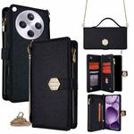 For OPPO Find X8s+ 5G Crossbody Handle Cross Texture Leather Phone Case(Black)