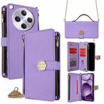 For OPPO Find X8s+ 5G Crossbody Handle Cross Texture Leather Phone Case(Purple)