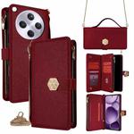 For OPPO Find X8s+ 5G Crossbody Handle Cross Texture Leather Phone Case(Red)