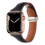 For Apple Watch 46mm / 49mm / 45mm / 44mm Kalebol Diamond Pattern Magnetic Buckle Leather Strap(Black)