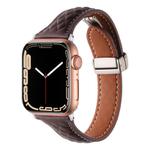 For Apple Watch 46mm / 49mm / 45mm / 44mm Kalebol Diamond Pattern Magnetic Buckle Leather Strap(Coffee)