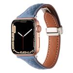 For Apple Watch 46mm / 49mm / 45mm / 44mm Kalebol Diamond Pattern Magnetic Buckle Leather Strap(Mist Blue)