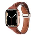 For Apple Watch 42mm / 41mm / 40mm / 38mm Kalebol Diamond Pattern Magnetic Buckle Leather Strap(Brown)