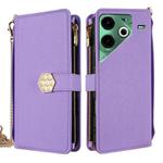 For Tecno Pova 6 Neo 4G Crossbody Handle Cross Texture Leather Phone Case(Purple)